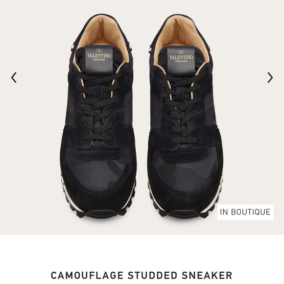 Valentino Camouflage Studded Sneaker Black White - Picture 3 of 4